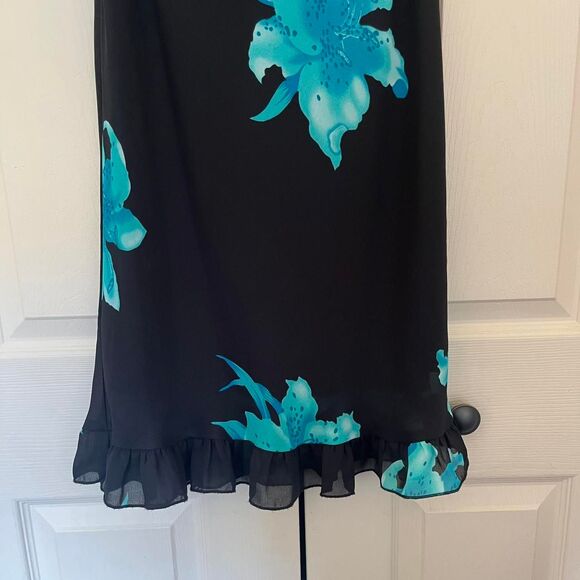 Vintage 90s Y2K Studio Soleil black floral sleeveless dress small made in USA - Picture 3 of 8